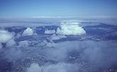Aerial view of clouds taken from an airplane
