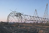 A large tower of power lines destroyed by tornado
