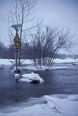 Street flooding from frazil ice after thaw and sudden freeze-up