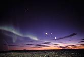 A band of northern lights (Aurora Borealis) in a red arctic sunset 