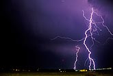 A highly electrical lightning bolt with jagged erratic filaments