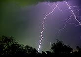 Close lightning strikes fear in an eerie sky