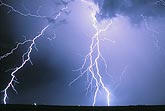 Lightning with colored filaments strikes too close for comfort
