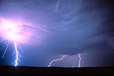 Highly electric lightning sears the stormy sky with a blinding strike