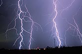 Staccato lightning bolts zip down quickly one after another
