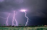 Highly electrical lightning strikes over the desert 