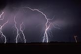 Multiple lightning strikes with fine multi-colored filaments