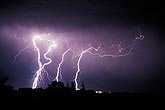 Brilliant highly electric lightning bolts rip through the night sky