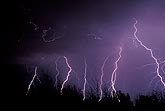 Multiple lightning strikes brighten the night sky