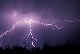 A lightning bolt sends out long horizontal tendrils