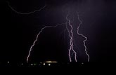 Finely etched lightning in an inky night sky