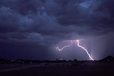 When lightning strikes from dark storm clouds