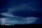 Twilight lightning bolts with horizontal cloud-to-air discharge streamers