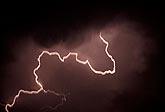 Close-up of rare ribbon lightning filament (parallel channels)