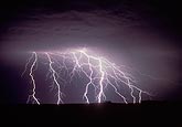Barrage of cloud-to-ground lightning strikes