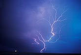 Rare, complex tangled lightning channel with a spray of filaments