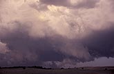 A tilted wall cloud on a passing gust front