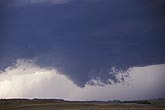 Supercell storm with developing wall cloud updraft