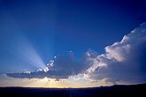 Crepuscular rays (rays of God) enlighten an evening sky