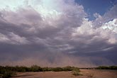 An approaching desert storm with strong winds and blowing dust