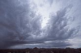 Layers of mottled clouds in a brooding sky