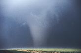 Close-up of a strong. Well-formed tornado with fat funnel