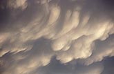 Mammatus cloud with elongated pouches due to downward motion