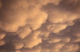 Close-up of Mammatus clouds, which are breast-shaped