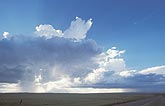 Energetic convective clouds in a silvery light