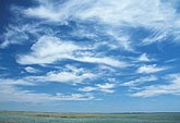 Cloud types, Ci: a broken sheet of bright Cirrus cloud in summer