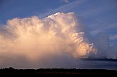 Cloud types, Cb: Cumulonimbus cloud above encroaching twilight