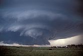 Supercell mesocyclone: air spirals outward as it rises
