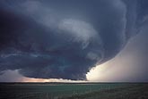Rotating thunderstorm cloud example: supercell with rain and hail