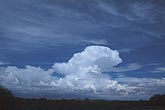A puffy Cumulonimbus cloud billows up in the distant sky