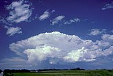 Supercell thunderstorm cloud with a flared anvil