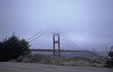 Stratus clouds veil the Golden Gate Bridge