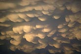 Golden Mammatus clouds in a close-up view