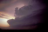 A supercell storm at sunset