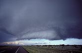 Elongated wall cloud undercut by outflow