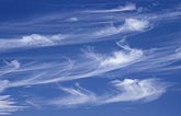 Close-up of Cirrus clouds with mares’ tails (long ice crystal trails)