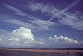 Cumulonimbus storm cloud over farm fields
