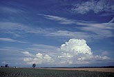 Clouds and perspective: Altocumulus strips and a new storm cloud