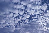 Woolly clouds in a dark blue sky