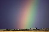 Extreme close-up of rainbow over a farm