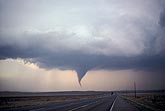 Overview of a tornado with conical funnel