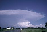 Distant classic CL supercell, tornadic with sharp-edged anvil