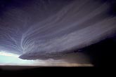 Streamlined, layered shelf cloud structure on a severe storm