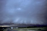 Supercell storm mesocyclone with lowering base