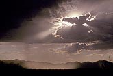 Crepuscular rays (rays of God) shine down from the heavens