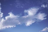 A drift of soft carefree clouds high in a bright blue sky